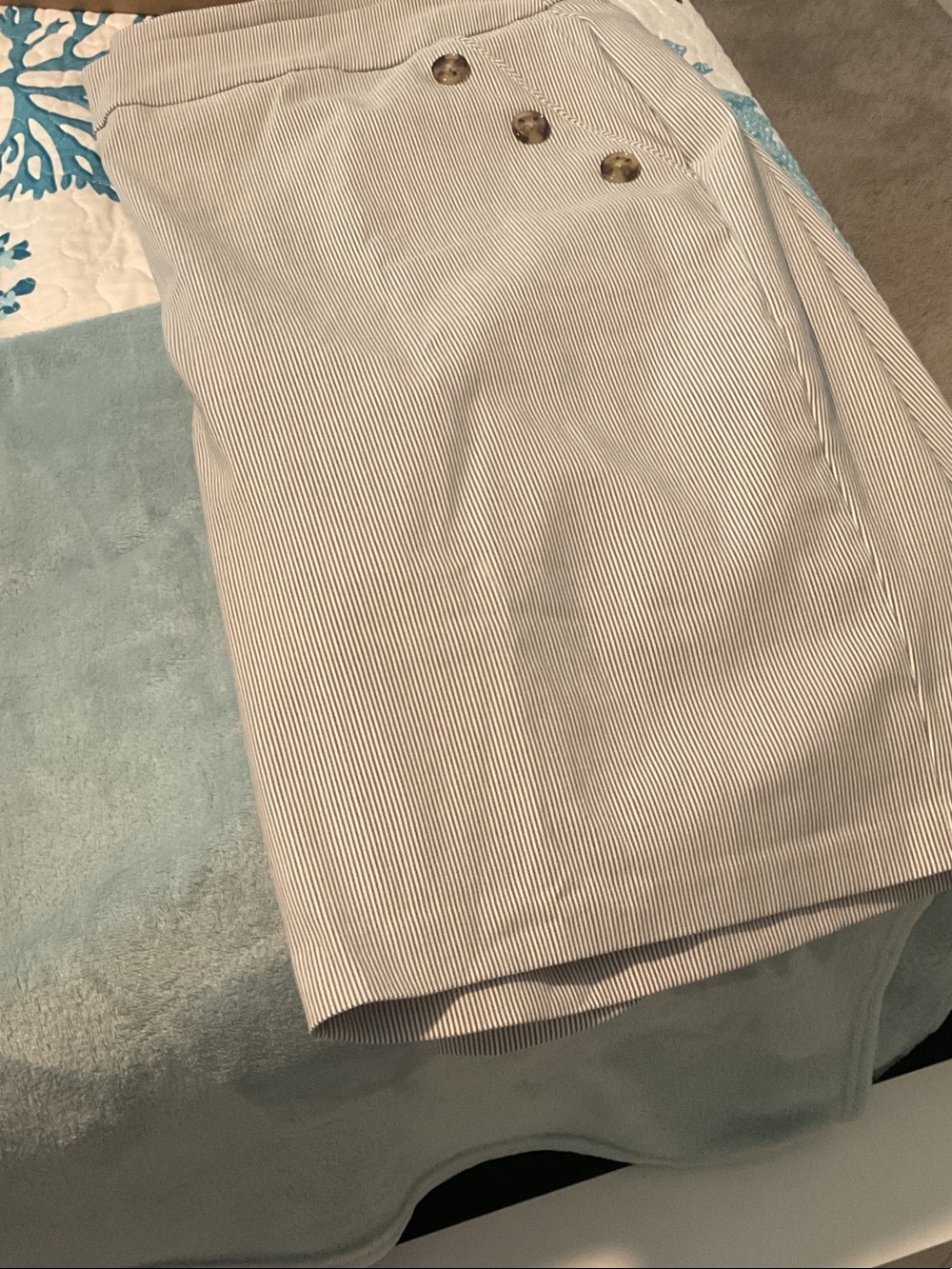 Women’s Striped Bermuda Shorts - Blue/White Sailor Style